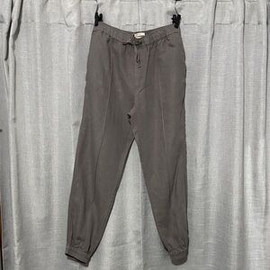 Cynthia Rowley Linen Pants-L-PullOn-Elastic Waist & Ties-Elastic Cuff-Gray-EUC